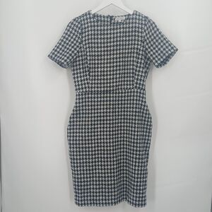 womans size 8 sweet salt black and white houndstooth short sleeve dress fitted